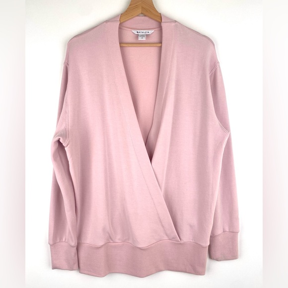 ATHLETA Purana Pink V-Neck Wrap Sweatshirt - Picture 2 of 9